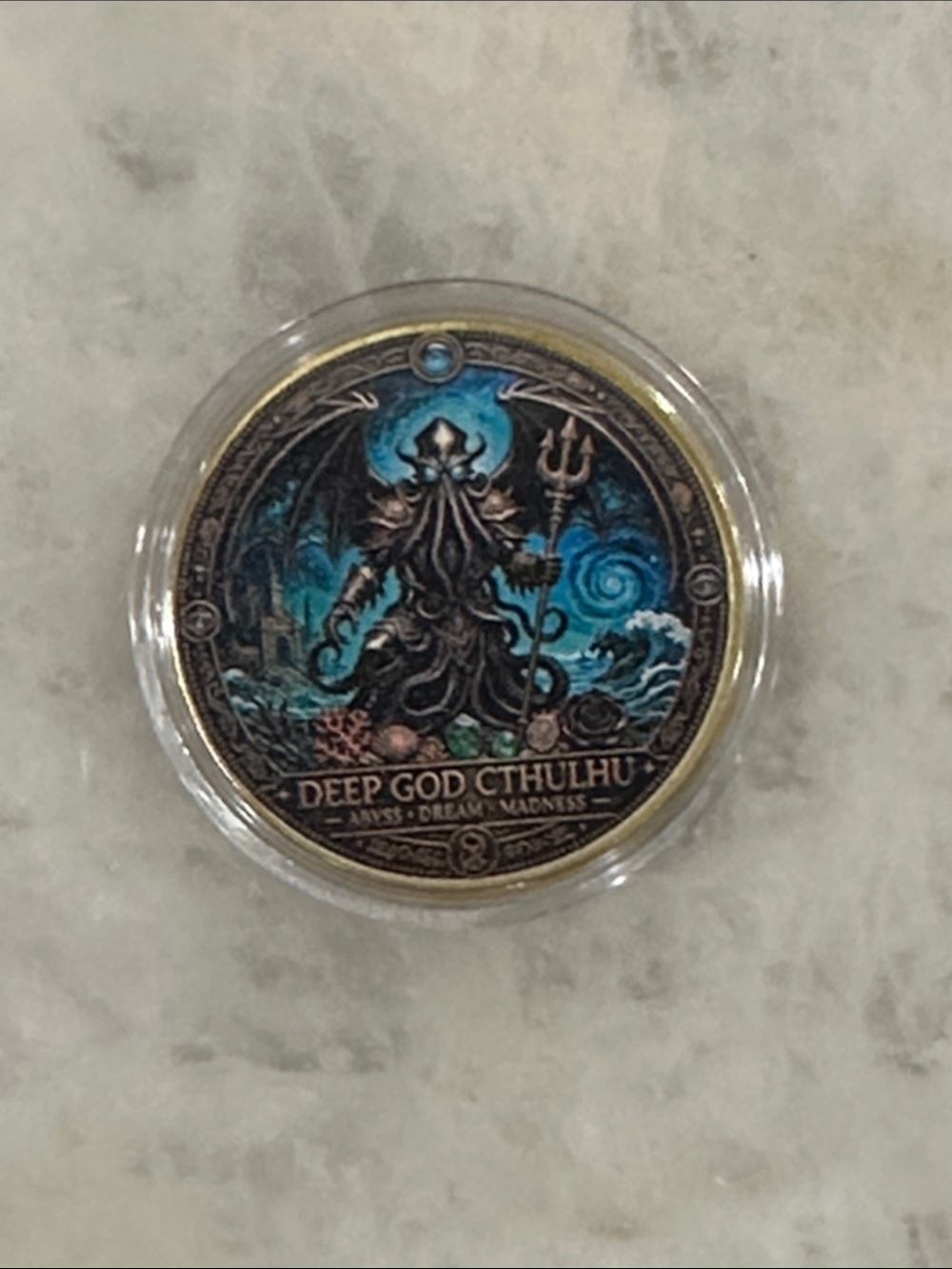 Deep God Cthulhu Collectible Coin - Teal and Black